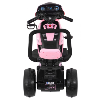 Pchaczyk Rowerek Motorek elektryczny 3w1 dla dzieci Różowy + Piankowa poręcz + Audio LED